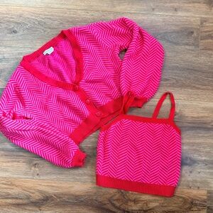Sincerely Jules Red and Pink Knit Set